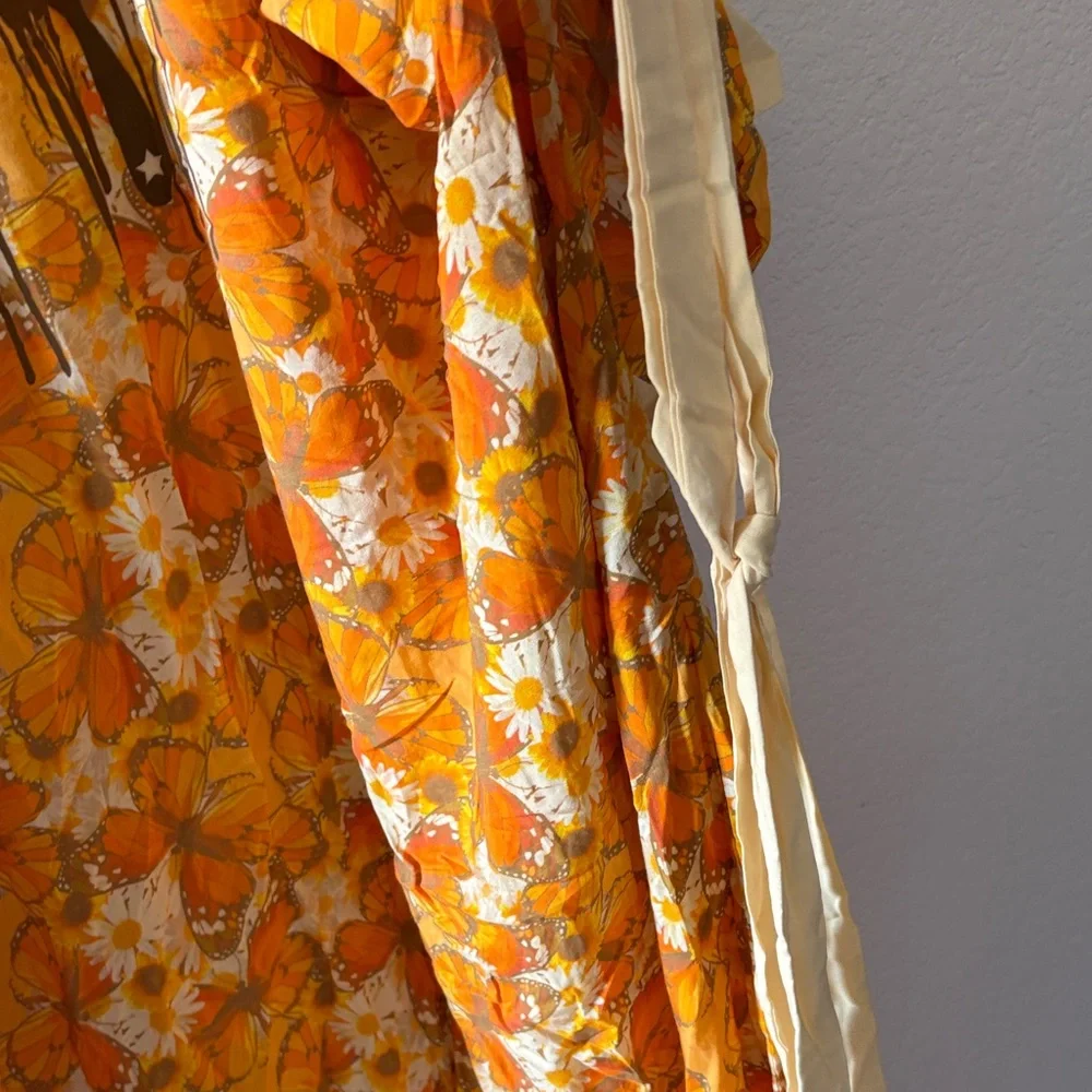 Vibrant Orange Floral Women's Robe - Picture 7 of 11